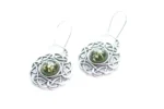 Green Celtic Pattern Earrings - Exquisitely Crafted Baltic Amber & Sterling Silver Jewelry | Baltic Beauty
