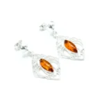Elegant Chandelier Frame Baltic Amber Earrings - Perfect for Day & Night