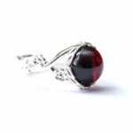 Floral Cherry Amber Ring - Fashionable Adjustable Daisy Ring - Elegant Sterling Silver