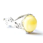 Floral Butterscotch Amber Ring - Adjustable Baltic Amber & Sterling Silver Jewelry