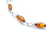 Classic Amber Leaf Bracelet - Elegant Sterling Silver Jewelry with Marquise Cut Amber - Image 2