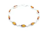 Silver Wave Amber Link Bracelet - Handcrafted Baltic Amber & Sterling Silver Jewelry | Elegant Women's Accessories