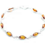 Silver Wave Amber Link Bracelet - Handcrafted Baltic Amber & Sterling Silver Jewelry | Elegant Women's Accessories