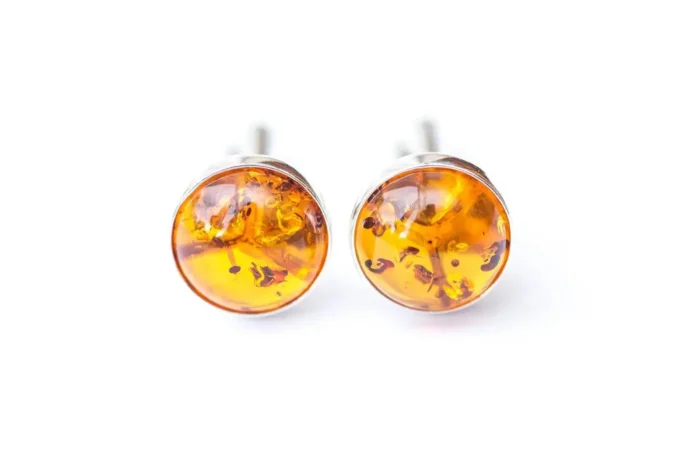 ESSENTIALS Amber Cufflinks - Elegant Men's Accessory in Cognac Amber - Classy & Sophisticated Look - Image 1