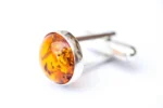 ESSENTIALS Amber Cufflinks - Elegant Men's Accessory in Cognac Amber - Classy & Sophisticated Look - Image 3