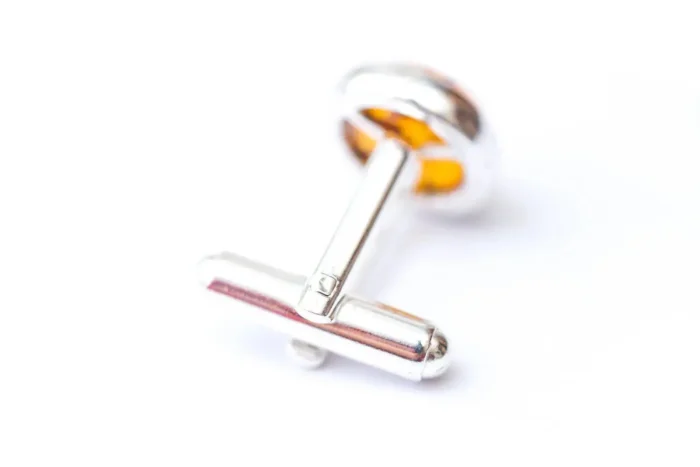 ESSENTIALS Amber Cufflinks - Elegant Men's Accessory in Cognac Amber - Classy & Sophisticated Look - Image 4