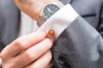 ESSENTIALS Amber Cufflinks - Elegant Men's Accessory in Cognac Amber - Classy & Sophisticated Look - Image 8