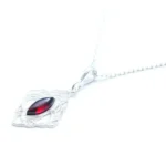 Elegant Cherry Red Amber Chandelier Pendant Necklace with Sterling Silver - Baltic Amber Jewelry