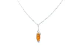Dainty Sparkly Marquise Pendant - Authentic Baltic Amber & Sterling Silver Necklace