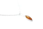 Dainty Sparkly Marquise Pendant - Authentic Baltic Amber & Sterling Silver Necklace - Image 3