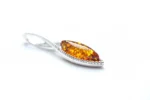 Dainty Sparkly Marquise Pendant - Authentic Baltic Amber & Sterling Silver Necklace - Image 4