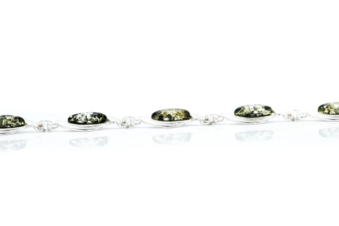 Shop Green Baltic Amber Link Bracelet - Handcrafted Sterling Silver Jewelry - Image 2