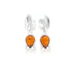 Amber Tulip Stud Earrings - Handcrafted Sterling Silver with Baltic Amber