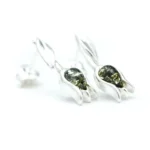 Green Amber Tulip Stud Earrings - Handcrafted Sterling Silver & Baltic Amber | Elegant Nature-Inspired Jewelry