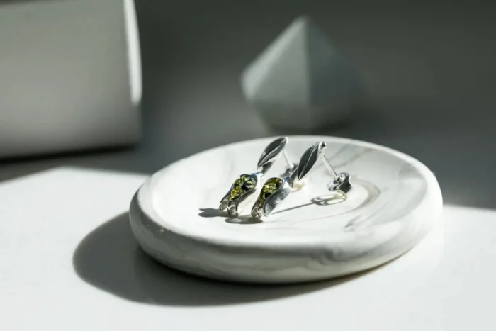 Green Amber Tulip Stud Earrings - Handcrafted Sterling Silver & Baltic Amber | Elegant Nature-Inspired Jewelry - Image 6