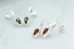 Green Amber Tulip Stud Earrings - Handcrafted Sterling Silver & Baltic Amber | Elegant Nature-Inspired Jewelry - Image 9