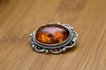 Oval Classic Framed Amber Brooch - Victorian Style, Baltic Amber & Sterling Silver - Image 5