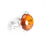 Rope Frame Statement Ring | Sterling Silver & Baltic Amber Jewelry
