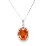 Elegant Amber Quintessence Pendant - Hand-Cut Baltic Amber & Sterling Silver with 17.5" Chain
