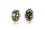 Green Amber Quintessence Stud Earrings - Elegant Baltic Amber & Sterling Silver Jewelry