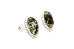 Green Amber Quintessence Stud Earrings - Elegant Baltic Amber & Sterling Silver Jewelry - Image 2