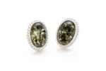 Green Amber Quintessence Stud Earrings - Elegant Baltic Amber & Sterling Silver Jewelry - Image 3