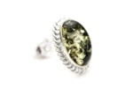 Green Amber Quintessence Stud Earrings - Elegant Baltic Amber & Sterling Silver Jewelry - Image 4