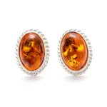 Amber Quintessence Stud Earrings - Timeless Baltic Amber & Sterling Silver Jewelry