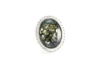 Green Amber Quintessence Statement Ring - Sparkling Cocktail Ring | Baltic Amber & Sterling Silver - Adjustable Size