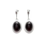 Elegant Cherry Red Amber Quintessence Dangle Earrings in Sterling Silver Rope Frame