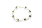 Elegant Green Amber Quintessence Link Bracelet - Handcrafted Baltic Amber & Sterling Silver