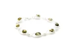 Elegant Green Amber Quintessence Link Bracelet - Handcrafted Baltic Amber & Sterling Silver - Image 3
