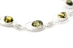 Elegant Green Amber Quintessence Link Bracelet - Handcrafted Baltic Amber & Sterling Silver - Image 4