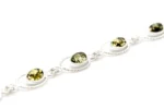 Elegant Green Amber Quintessence Link Bracelet - Handcrafted Baltic Amber & Sterling Silver - Image 5