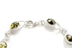 Elegant Green Amber Quintessence Link Bracelet - Handcrafted Baltic Amber & Sterling Silver - Image 6