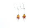 Small Droplet Amber Dangle Earrings - Elegant Minimalist Sterling Silver Design
