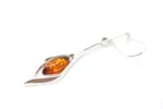 Small Droplet Amber Dangle Earrings - Elegant Minimalist Sterling Silver Design - Image 3