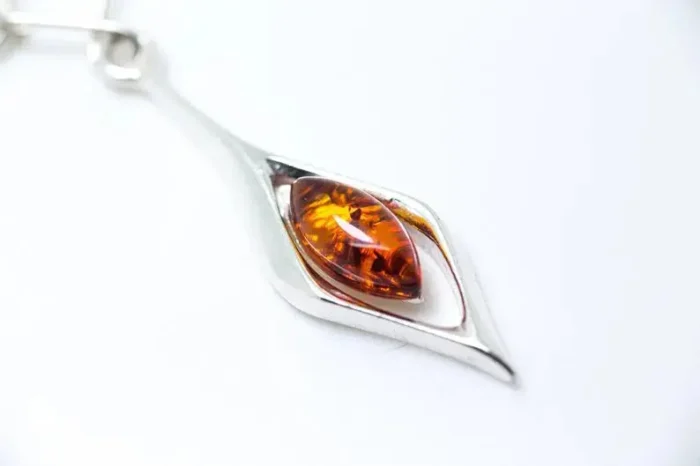 Small Droplet Amber Dangle Earrings - Elegant Minimalist Sterling Silver Design - Image 5