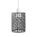 Brushed Silver Drum Lampshade - Modern Retro Style Metal Shade - Image 6