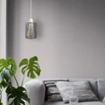 Brushed Silver Drum Lampshade - Modern Retro Style Metal Shade