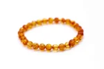 Elegant Orange Amber Sphere Bead Bracelet - Natural Baltic Amber Jewelry for Men & Women