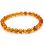 Elegant Orange Amber Sphere Bead Bracelet - Natural Baltic Amber Jewelry for Men & Women