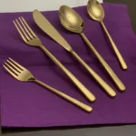 Vibhsa Flatware Gold 5 Piece Place Setting - Shiny & Elegant Dining Table Setting