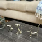 Vibhsa Dog Cat & Elephant Ring Holders Set - Elegant Silver Animal Figurines for Home Decor