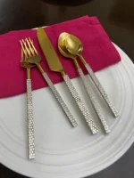 Elegant Designer Golden Stainless Steel Flatware Set of 20 PC - Perfect for Formal Dining & Special Occasions - Image 7