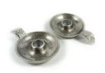 Elegant Silver Taper Candlestick Holder Dish Set of 2 - Rustic, Handcrafted Aluminum Candle Holders - Image 2