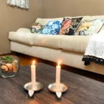 Elegant Silver Taper Candlestick Holder Dish Set of 2 - Rustic, Handcrafted Aluminum Candle Holders