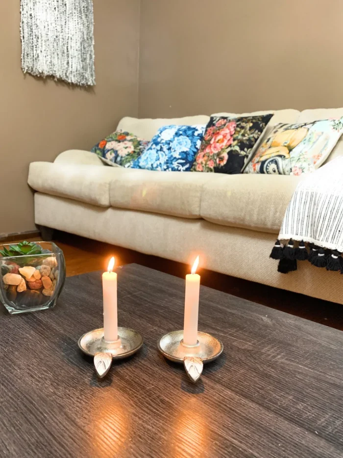 Elegant Silver Taper Candlestick Holder Dish Set of 2 - Rustic, Handcrafted Aluminum Candle Holders - Image 1
