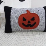 Halloween Throw Pillow 14" x 24" - Decorative Cotton Pillow with Pumpkin Design - Festive & Cozy