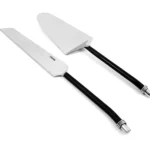 Elegant Cake Cutting & Serving Set - Black, Twisted Handle | Premium Stainless Steel Cake Knives and Server